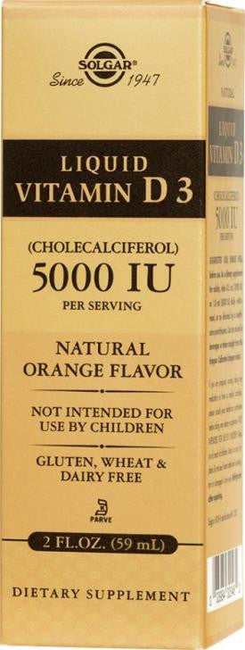 Liquid Vitamin D3 (Cholecalciferol) 5000 IU - Natural Orange Flavor 2 FL. OZ. (59 ml.)